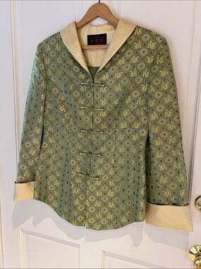 Green Brocade Mandarin-Style Jacket